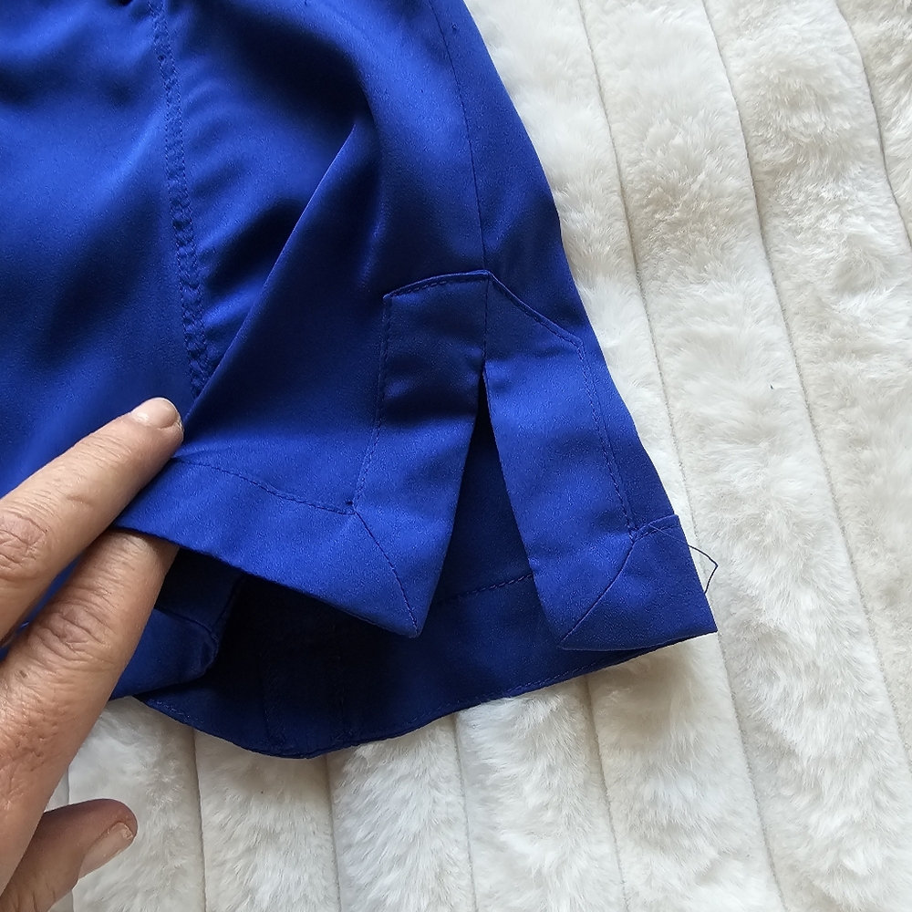 Bebe Strapless Royal Blue Corset Fitted Button-Front Top - Picture 7 of 10